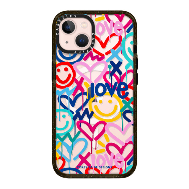 Corey Paige Designs x CASETiFY iPhone 13 ケース ブラック インパクトケース MagSafe対応 Drippy Hearts & Happiness by Corey Paige Designs