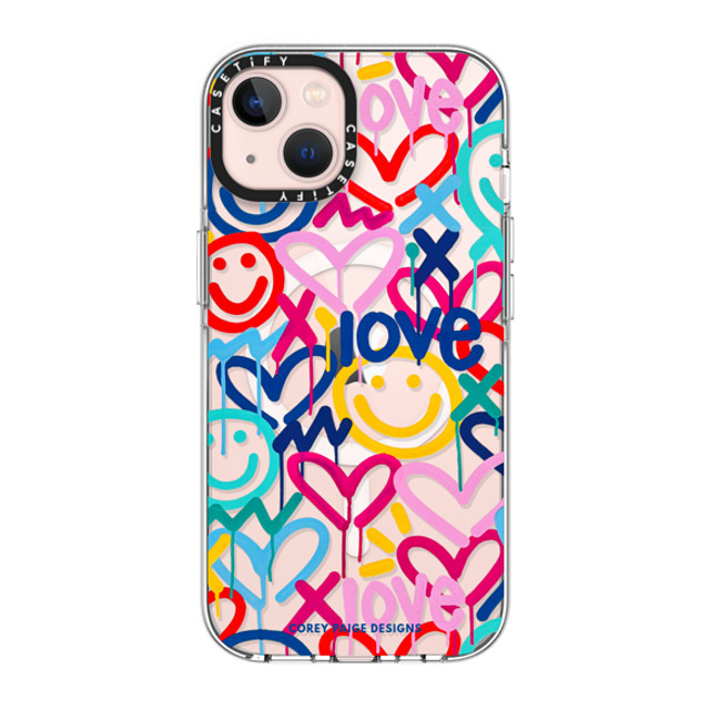 Corey Paige Designs x CASETiFY iPhone 13 ケース クリア クリア ケース MagSafe対応 Drippy Hearts & Happiness by Corey Paige Designs