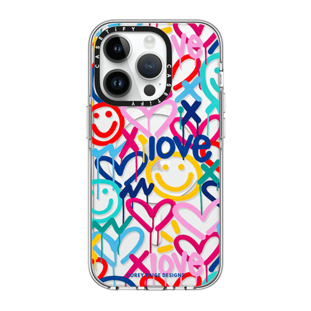 Corey Paige Designs x CASETiFY iPhone 14 Pro ケース クリア クリア ケース MagSafe対応 Drippy Hearts & Happiness by Corey Paige Designs