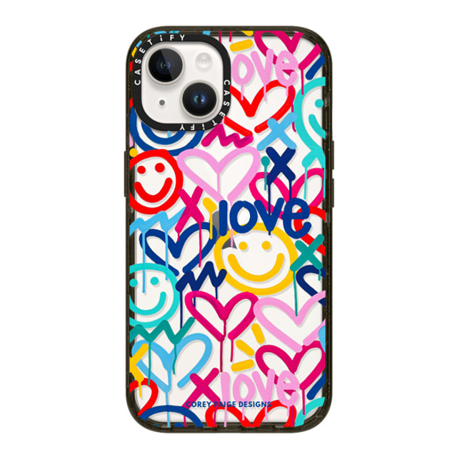 Corey Paige Designs x CASETiFY iPhone 14 ケース ブラック インパクトケース Drippy Hearts & Happiness by Corey Paige Designs