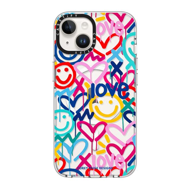 Corey Paige Designs x CASETiFY iPhone 14 ケース クリア クリア ケース MagSafe対応 Drippy Hearts & Happiness by Corey Paige Designs