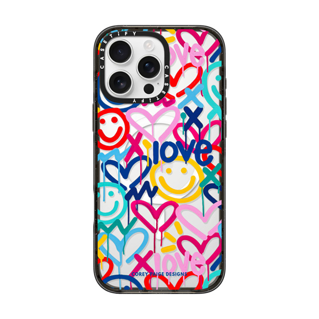 Corey Paige Designs x CASETiFY iPhone 16 Pro Max ケース ブラック インパクトケース MagSafe対応 Drippy Hearts & Happiness by Corey Paige Designs