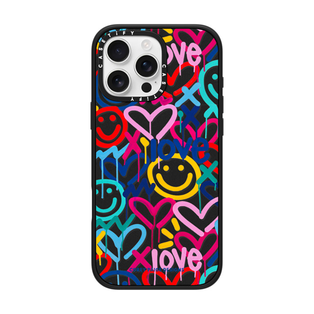 Corey Paige Designs x CASETiFY iPhone 16 Pro Max ケース マットブラック インパクトケース MagSafe対応 Drippy Hearts & Happiness by Corey Paige Designs