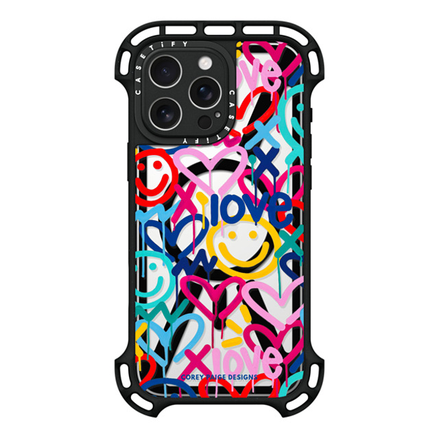 Corey Paige Designs x CASETiFY iPhone 16 Pro Max ケース ブラック ウルトラ バウンスケース MagSafe対応 Drippy Hearts & Happiness by Corey Paige Designs