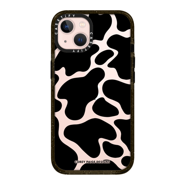 Corey Paige Designs x CASETiFY iPhone 13 ケース ブラック インパクトケース Black Cow Print by Corey Paige Designs