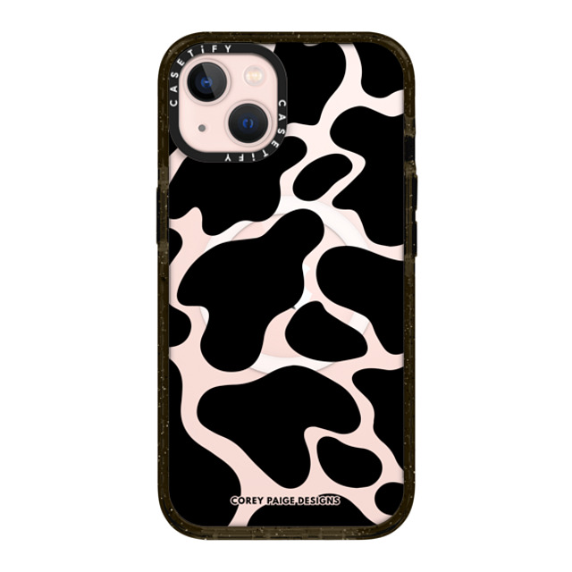 Corey Paige Designs x CASETiFY iPhone 13 ケース ブラック インパクトケース MagSafe対応 Black Cow Print by Corey Paige Designs