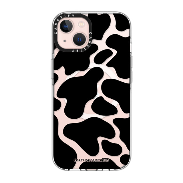 Corey Paige Designs x CASETiFY iPhone 13 ケース クリア クリア ケース MagSafe対応 Black Cow Print by Corey Paige Designs