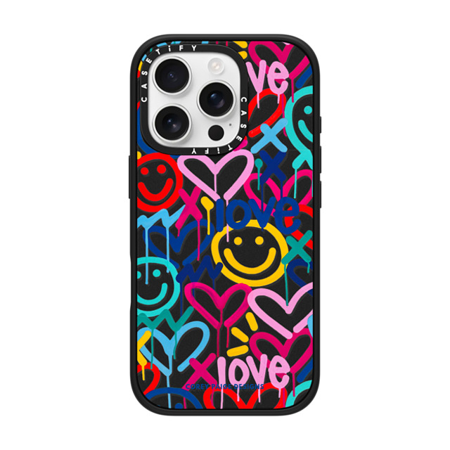 Corey Paige Designs x CASETiFY iPhone 16 Pro ケース マットブラック インパクトケース MagSafe対応 Drippy Hearts & Happiness by Corey Paige Designs