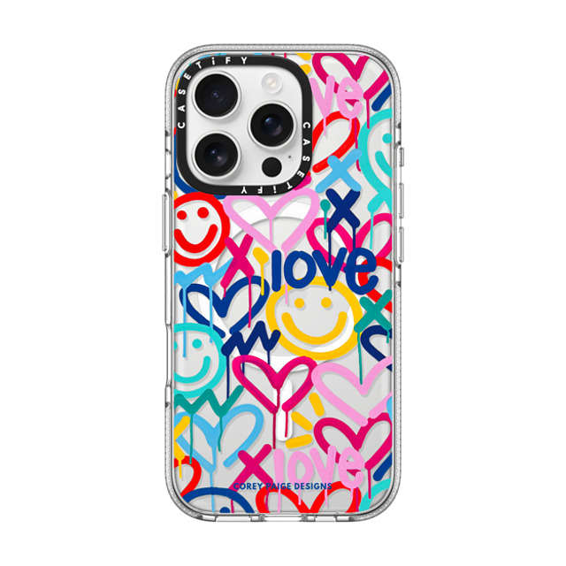 Corey Paige Designs x CASETiFY iPhone 16 Pro ケース クリア クリア ケース MagSafe対応 Drippy Hearts & Happiness by Corey Paige Designs