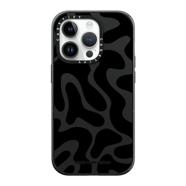 Corey Paige Designs x CASETiFY iPhone 14 Pro ケース マットブラック インパクトケース MagSafe対応 Black Abstract Shapes by Corey Paige Designs