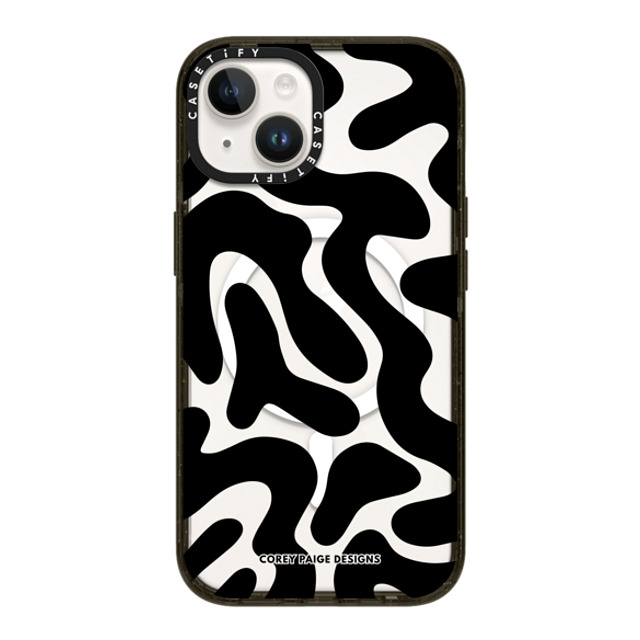 Corey Paige Designs x CASETiFY iPhone 14 ケース ブラック インパクトケース MagSafe対応 Black Abstract Shapes by Corey Paige Designs