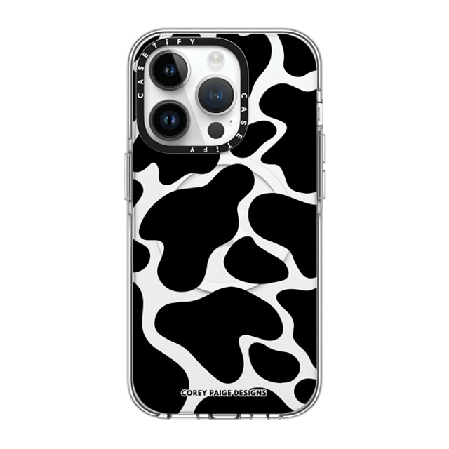 Corey Paige Designs x CASETiFY iPhone 14 Pro Case Clear Clear Case MagSafe Compatible Black Cow Print by Corey Paige Designs Corey Paige Designs x CASETiFY iPhone 14 Pro Case Clear Clear Case MagSafe Compatible Black Cow Print by Corey Paige Designs