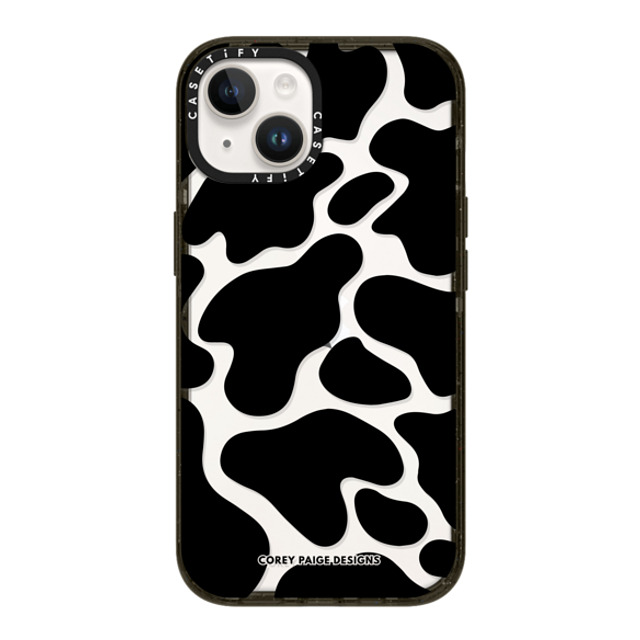 Corey Paige Designs x CASETiFY iPhone 14 ケース ブラック インパクトケース Black Cow Print by Corey Paige Designs