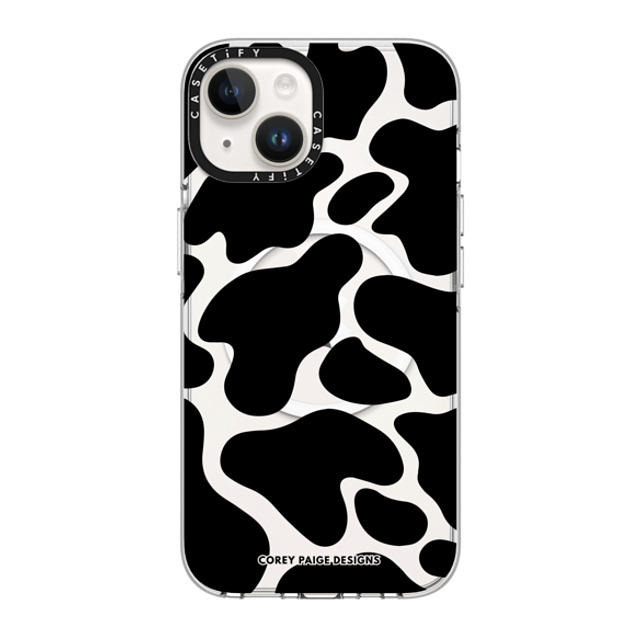 Corey Paige Designs x CASETiFY iPhone 14 ケース クリア クリア ケース MagSafe対応 Black Cow Print by Corey Paige Designs