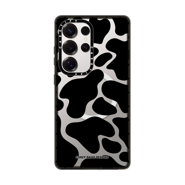 Corey Paige Designs x CASETiFY Galaxy S25 Ultra ケース Cow,Animal ブラック Impact Magnetic Case Black Cow Print by Corey Paige Designs