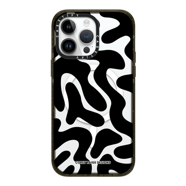 Corey Paige Designs x CASETiFY iPhone 14 Pro Max ケース ブラック インパクトケース MagSafe対応 Black Abstract Shapes by Corey Paige Designs