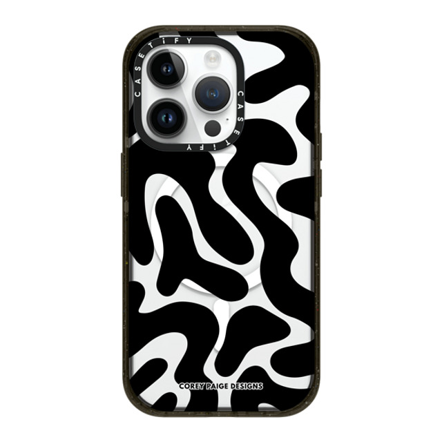 Corey Paige Designs x CASETiFY iPhone 14 Pro ケース ブラック インパクトケース MagSafe対応 Black Abstract Shapes by Corey Paige Designs