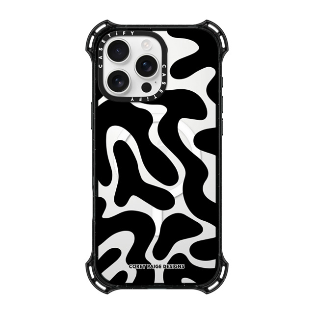 Corey Paige Designs x CASETiFY iPhone 16 Pro Max ケース ブラック バウンスケース Black Abstract Shapes by Corey Paige Designs