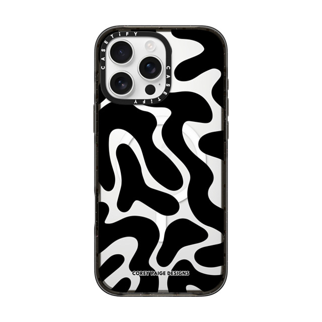 Corey Paige Designs x CASETiFY iPhone 16 Pro Max ケース ブラック インパクトケース MagSafe対応 Black Abstract Shapes by Corey Paige Designs