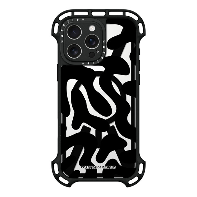 Corey Paige Designs x CASETiFY iPhone 16 Pro Max ケース ブラック ウルトラ バウンスケース MagSafe対応 Black Abstract Shapes by Corey Paige Designs