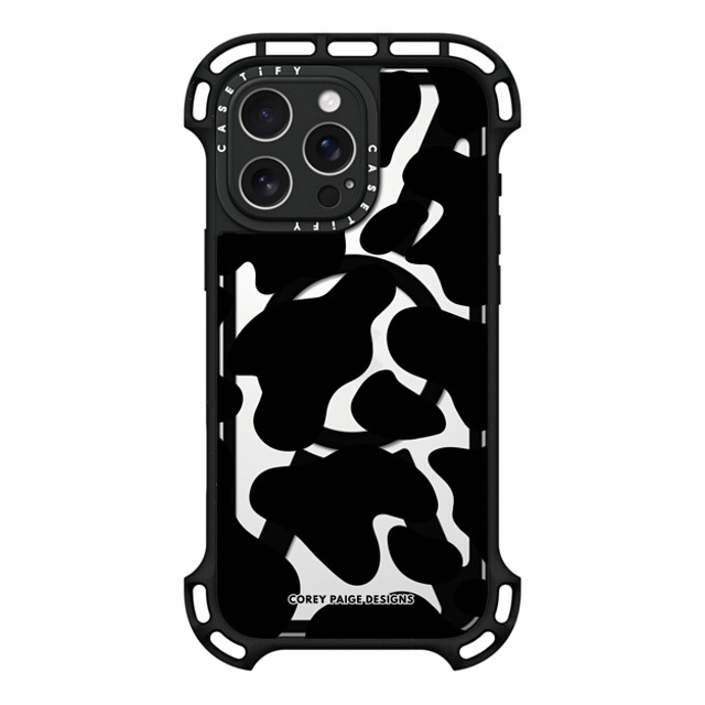 Corey Paige Designs x CASETiFY iPhone 16 Pro Max ケース ブラック ウルトラ バウンスケース MagSafe対応 Black Cow Print by Corey Paige Designs