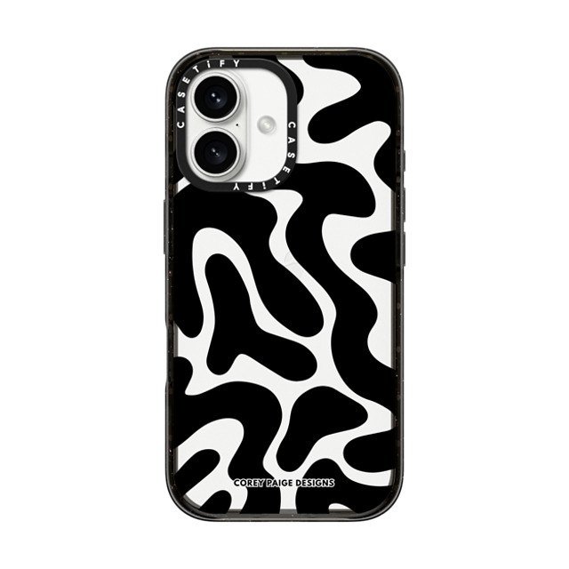 Corey Paige Designs x CASETiFY iPhone 16 ケース ブラック インパクトケース Black Abstract Shapes by Corey Paige Designs