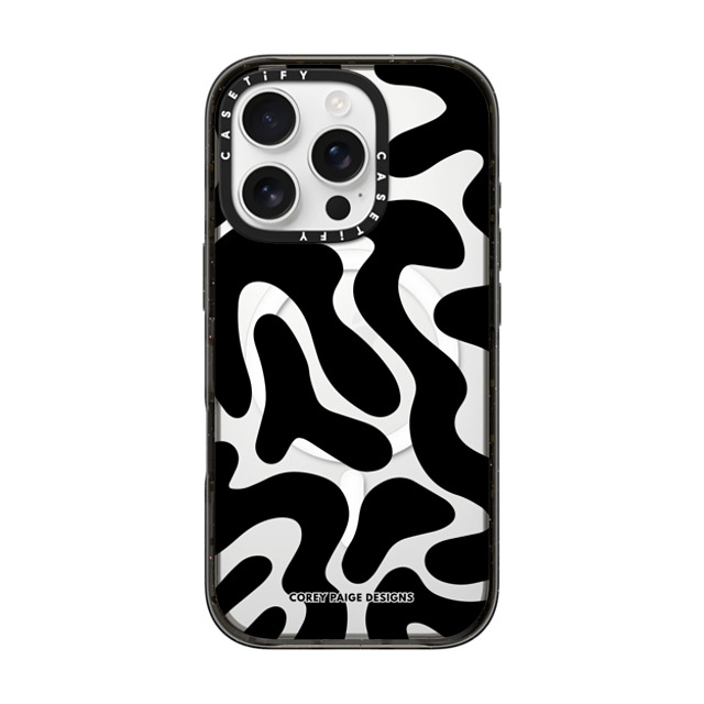 Corey Paige Designs x CASETiFY iPhone 16 Pro ケース ブラック インパクトケース MagSafe対応 Black Abstract Shapes by Corey Paige Designs