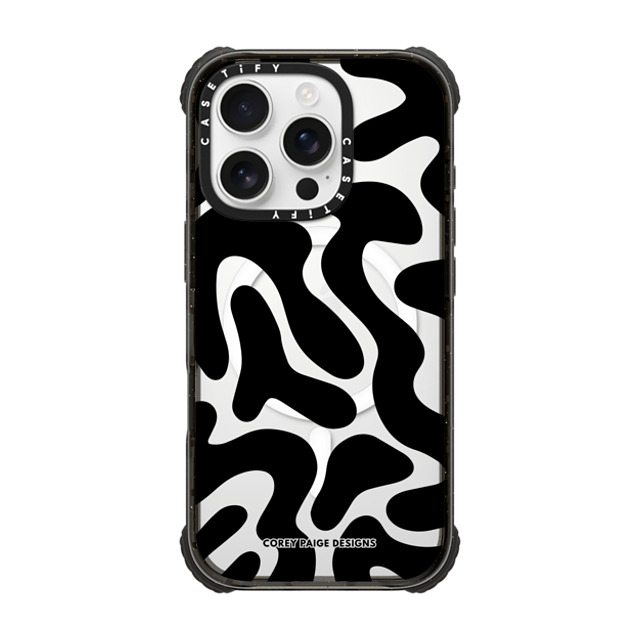 Corey Paige Designs x CASETiFY iPhone 16 Pro ケース Cow,Animal ブラック ウルトラ インパクトケース MagSafe 対応 Black Abstract Shapes by Corey Paige Designs Father's Day Corey Paige Designs x CASETiFY iPhone 16 Pro ケース Cow,Animal ブラック ウルトラ インパクトケース MagSafe 対応 Black Abstract Shapes by Corey Paige Designs Father's Day