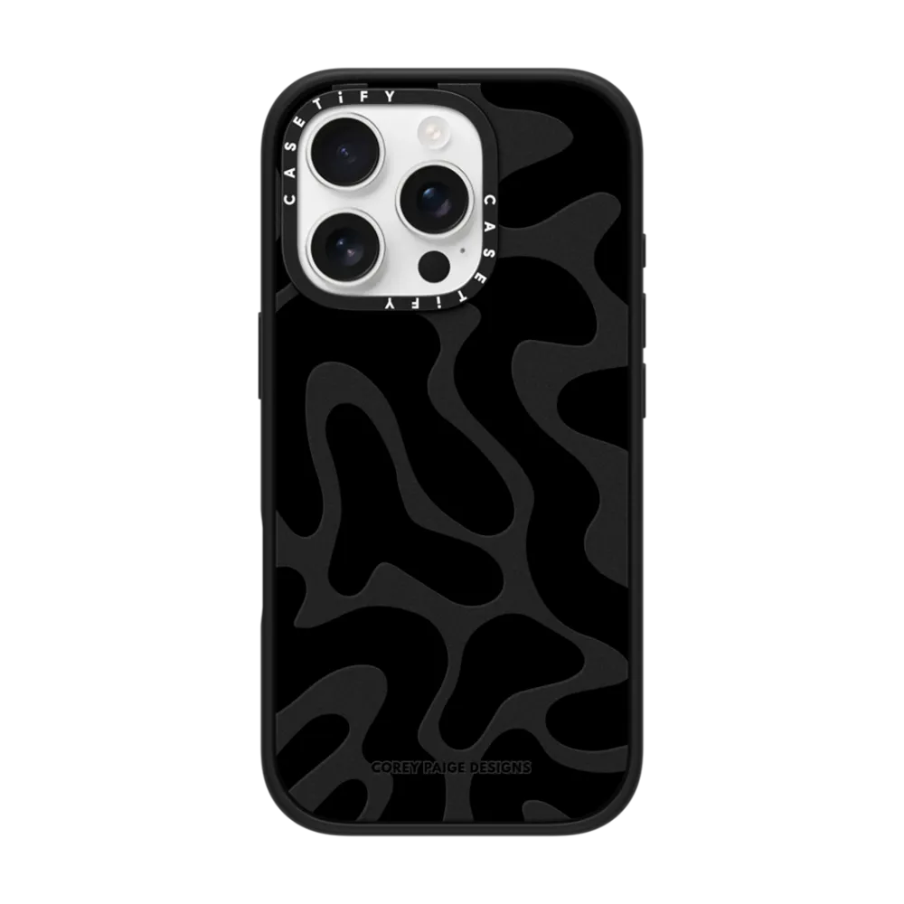 Impact iPhone 16 Pro Case MagSafe Compatible - Black Abstract Shapes by Corey Paige Designs