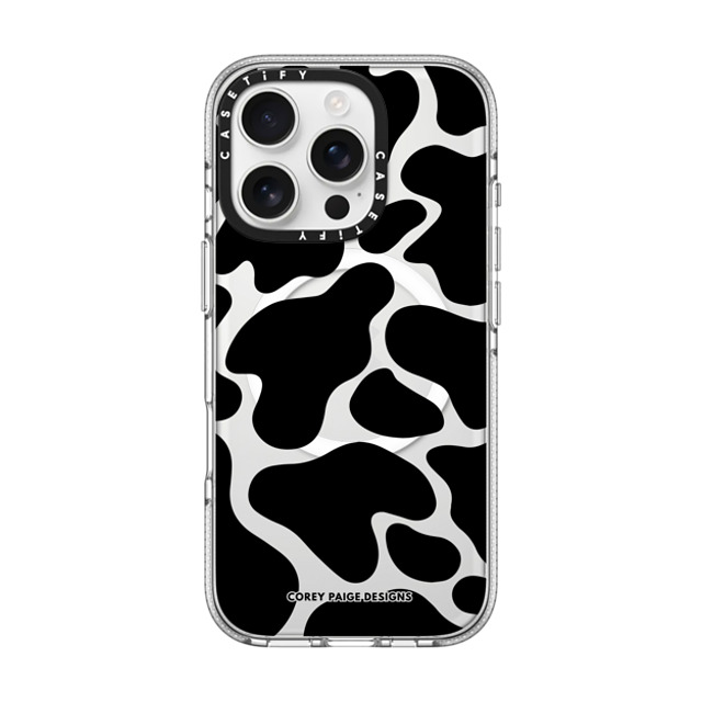 Corey Paige Designs x CASETiFY iPhone 16 Pro ケース クリア クリア ケース MagSafe対応 Black Cow Print by Corey Paige Designs