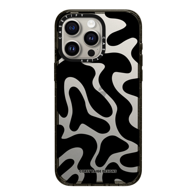 Corey Paige Designs x CASETiFY iPhone 15 Pro Max ケース ブラック インパクトケース Black Abstract Shapes by Corey Paige Designs