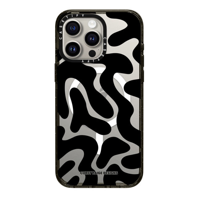 Corey Paige Designs x CASETiFY iPhone 15 Pro Max ケース ブラック インパクトケース MagSafe対応 Black Abstract Shapes by Corey Paige Designs