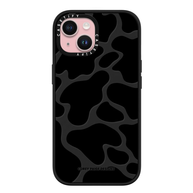 Corey Paige Designs x CASETiFY iPhone 15 ケース マットブラック インパクトケース MagSafe対応 Black Cow Print by Corey Paige Designs