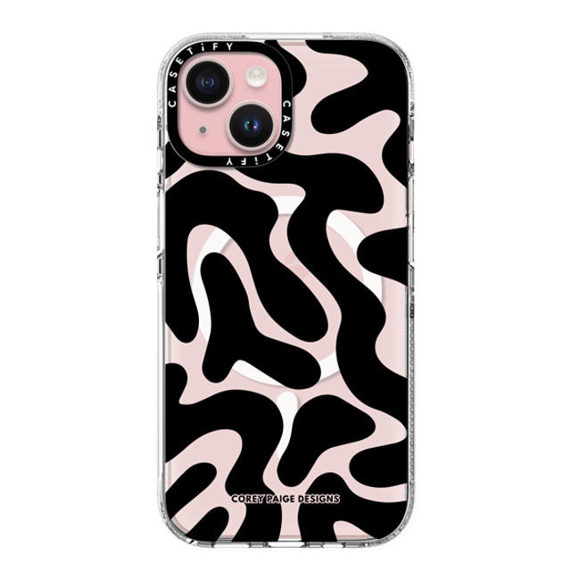 Corey Paige Designs x CASETiFY iPhone 15 ケース クリア クリア ケース MagSafe対応 Black Abstract Shapes by Corey Paige Designs