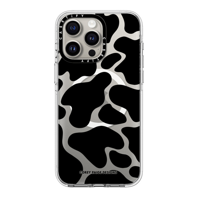 Corey Paige Designs x CASETiFY iPhone 15 Pro Max ケース クリア クリア ケース MagSafe対応 Black Cow Print by Corey Paige Designs