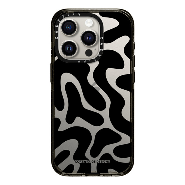 Corey Paige Designs x CASETiFY iPhone 15 Pro ケース ブラック インパクトケース Black Abstract Shapes by Corey Paige Designs