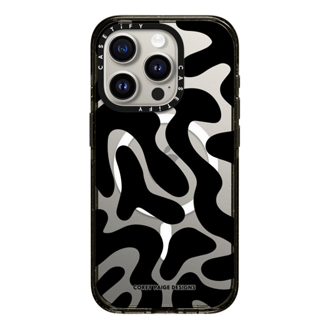 Corey Paige Designs x CASETiFY iPhone 15 Pro ケース ブラック インパクトケース MagSafe対応 Black Abstract Shapes by Corey Paige Designs