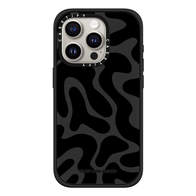 Corey Paige Designs x CASETiFY iPhone 15 Pro ケース マットブラック インパクトケース MagSafe対応 Black Abstract Shapes by Corey Paige Designs