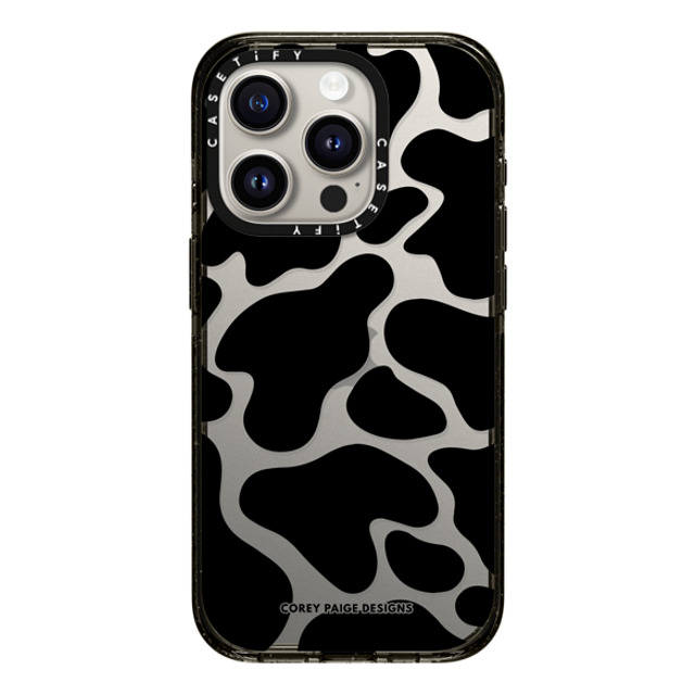 Corey Paige Designs x CASETiFY iPhone 15 Pro ケース ブラック インパクトケース Black Cow Print by Corey Paige Designs