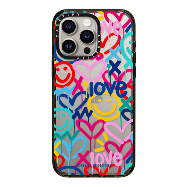 Corey Paige Designs x CASETiFY iPhone 15 Pro Max ケース ブラック インパクトケース Drippy Hearts & Happiness by Corey Paige Designs