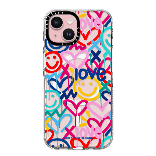 Corey Paige Designs x CASETiFY iPhone 15 ケース クリア クリア ケース MagSafe対応 Drippy Hearts & Happiness by Corey Paige Designs