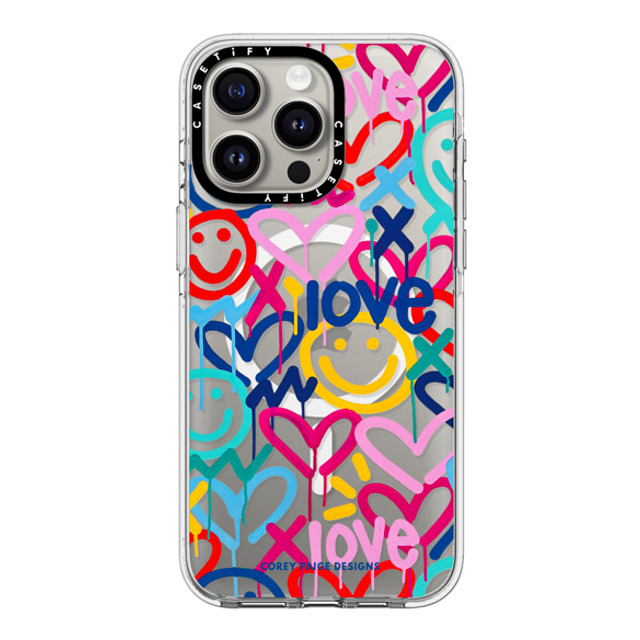 Corey Paige Designs x CASETiFY iPhone 15 Pro Max ケース クリア クリア ケース MagSafe対応 Drippy Hearts & Happiness by Corey Paige Designs