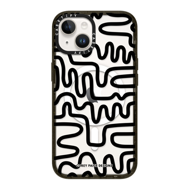 Corey Paige Designs x CASETiFY iPhone 14 ケース ブラック インパクトケース MagSafe対応 Black Line Art by Corey Paige Designs