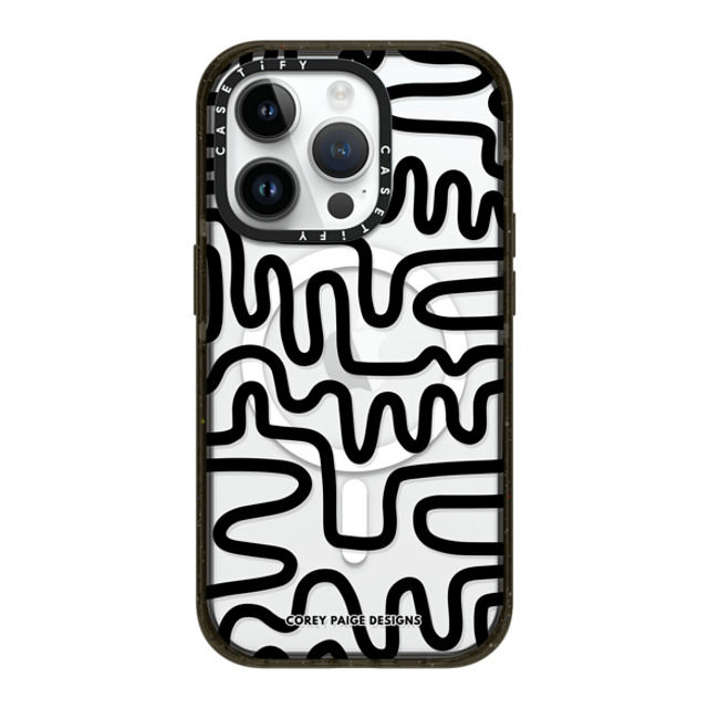 Corey Paige Designs x CASETiFY iPhone 14 Pro ケース ブラック インパクトケース MagSafe対応 Black Line Art by Corey Paige Designs