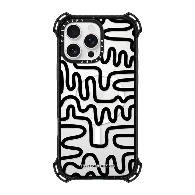 Corey Paige Designs x CASETiFY iPhone 16 Pro Max ケース ブラック バウンスケース Black Line Art by Corey Paige Designs