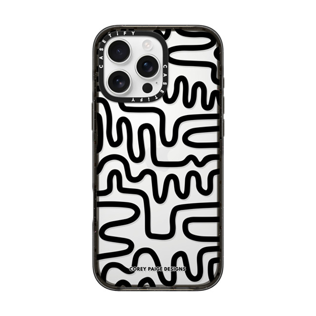 Corey Paige Designs x CASETiFY iPhone 16 Pro Max ケース ブラック インパクトケース Black Line Art by Corey Paige Designs