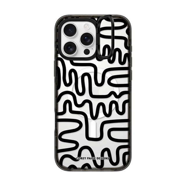 Corey Paige Designs x CASETiFY iPhone 16 Pro Max ケース ブラック インパクトリングスタンドケース MagSafe対応 Black Line Art by Corey Paige Designs