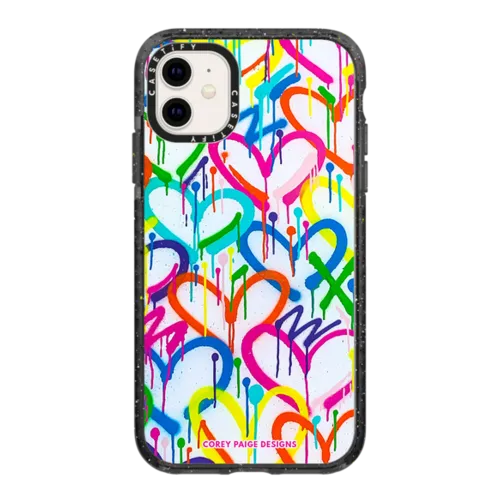 iPhone 11 - Rainbow Graffiti Hearts by Corey Paige Designs