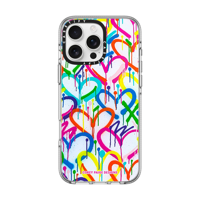 Corey Paige Designs x CASETiFY iPhone 16 Pro Max ケース クリア クリア ケース MagSafe対応 Rainbow Graffiti Hearts by Corey Paige Designs