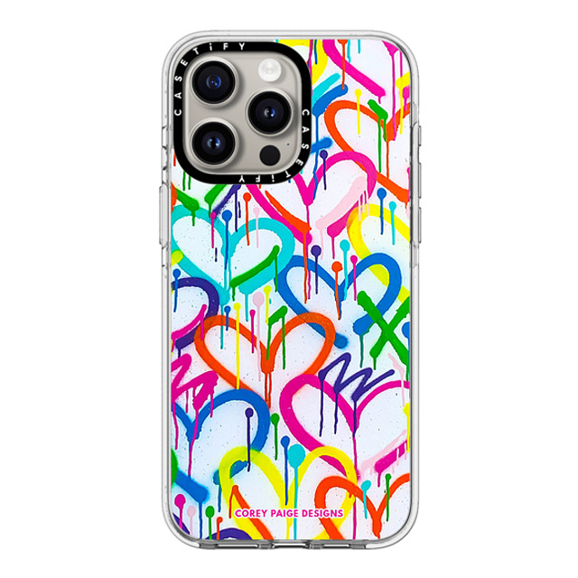 Corey Paige Designs x CASETiFY iPhone 15 Pro Max ケース クリア クリア ケース MagSafe対応 Rainbow Graffiti Hearts by Corey Paige Designs